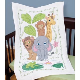 Stamped White Quilt Crib Top 40 X60 - Jungle