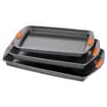 Rachael Ray Yum-o! Nonstick Bakeware 3-piece Oven Lovin' Cookie Pan Set with Orange Silicone Grips