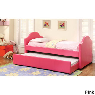 Furniture of America Camillia Leatherette Platform with Twin Trundle Daybed