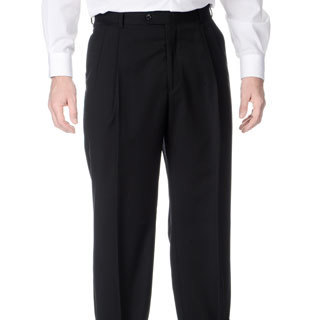 Palm Beach Men's Stretchable Waistband Pleated Front Black Pant
