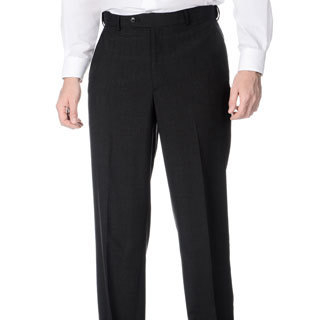 Palm Beach Men's Flat Front Self Adjusting Expander Waist Charcoal Grey Pant