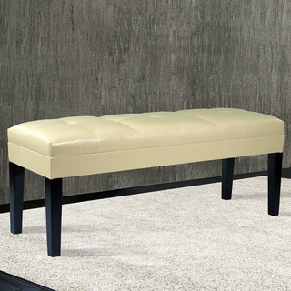 Armen Living Howard Button-tufted Bonded Leather Bench