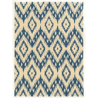Linon Trio Collection Ikat Ivory/ Blue Area Rug (8' x 10')