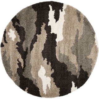 Safavieh Camouflage Shag Beige/ Multicolored Rug (4' Round)