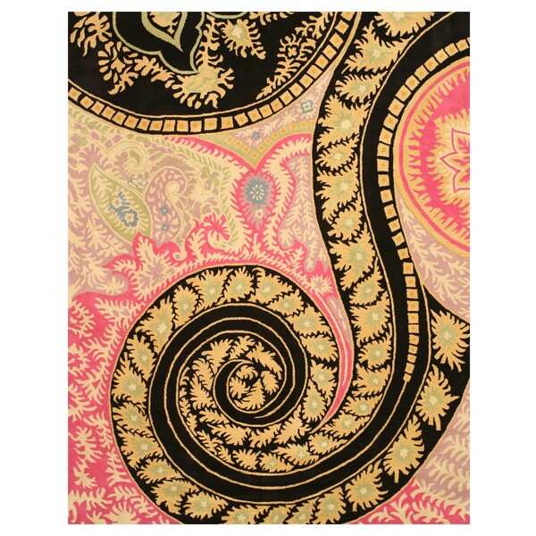 Hand-tufted Wool Black Contemporary Abstract Paisley Rug (8'9 x 11'9) - 8'9" x 11'9"