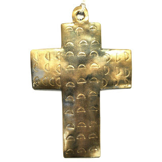 Handmade Metal Square Cross Ornament (India)