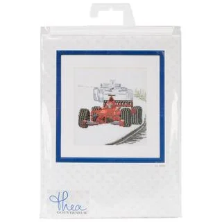 Motor Racing On Aida Counted Cross Stitch Kit - 6-1/4 X6-3/4 18 Count