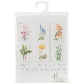 Floral Studies 6 On Aida Counted Cross Stitch Kit - 6-3/4 X8 18 Count Set Of 6