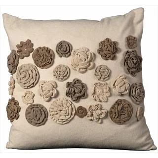 Mina Victory Felt Sewn Flowers Throw Pillow (20 x 20 inches)