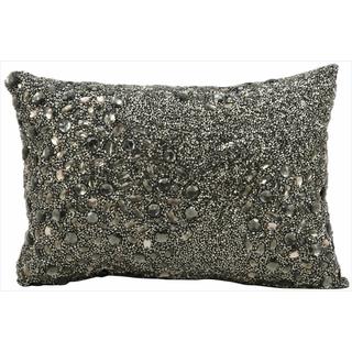 Mina Victory Luminescence Fully Beaded Pewter Throw Pillow (10-inch x 14-inch) by Nourison