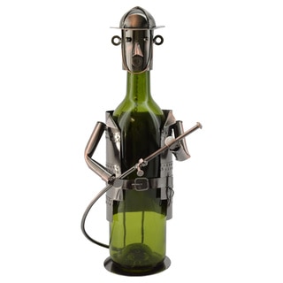 WineBodies Firefighter in Bronze Metal Wine Bottle Holder