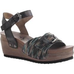 Women's OTBT Danbury Wedge Sandal Black Fabric/Leather