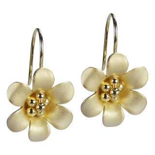 Satin Brush Summer Flower Gold Vermeil 925 Silver Earrings (Thailand)