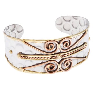 Handmade Stainless Steel Cuff with Abstract Design (India)