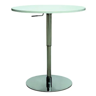 Somette Chrome/White Pneumatic Gas Lift Adjustable Height Pub Table