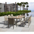 Corvus Ashena 9-piece Tan Resin Wicker Dining Set with Poly-wood Accents