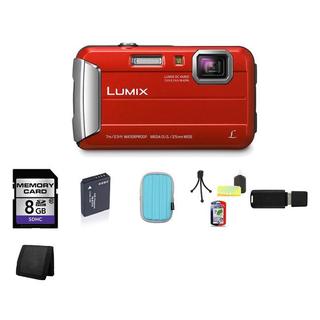 Panasonic Lumix DMC-TS25 Waterproof Red Digital Camera 8GB Bundle