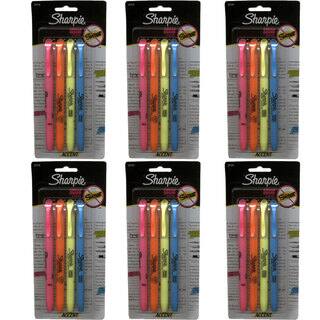 Sharpie Accent Highlighters, 4 Assorted Colors Per Pack (Pack of 6)