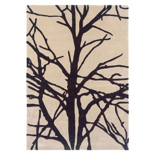 Linon Trio Collection Black/ Tan Tree Silhouette Modern Area Rug (5' x 7')