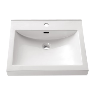 Avanity Rectangular 21.7-inch Semi-recessed White Vessel Sink