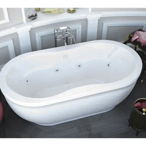 Atlantis Whirlpools Embrace 34 x 71 Oval Freestanding Whirlpool Jetted Bathtub in White