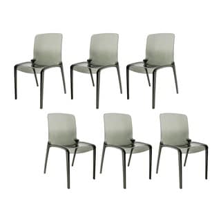 LeisureMod Laos Transparent Black Dining Chairs (Set of 6)