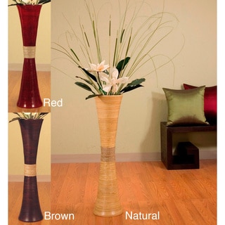 Tall Bamboo 32-inch Trumpet Vase and Magnolias