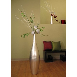 Tall Silverleaf Ellipse 41-inch Vase and Floral