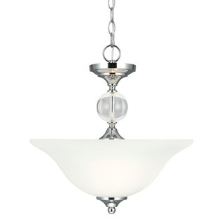 Englehorn 2-light Semi-flush Convertible Chrome Pendant with Etched Glass