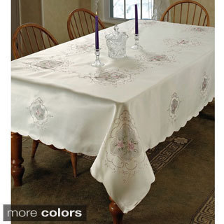 Fountainblu Pink Flower Embroided Tablecloth