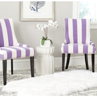 Safavieh En Vogue Dining Lester Lavender/White Stripe Polyester Blend Side Chairs (Set of 2)