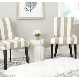 Safavieh En Vogue Dining Lester Taupe/White Stripe Polyester Blend Side Chairs (Set of 2)