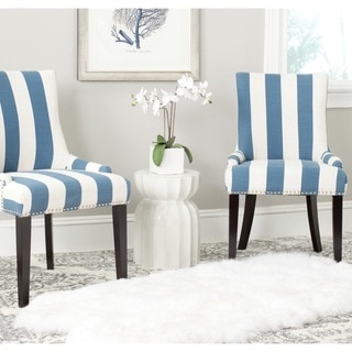 Safavieh En Vogue Dining Lester Blue/White Stripe Polyester Blend Side Chairs (Set of 2)