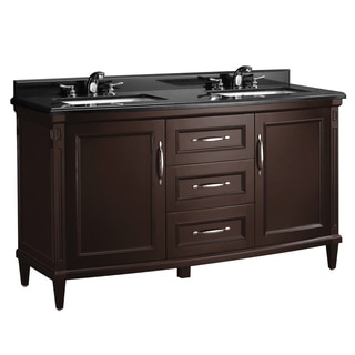 OVE Decors Rose 60-inch Double Sink Black Granite Top Bathroom Vanity