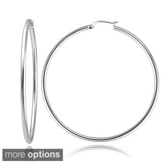 Mondevio Sterling Silver High Polished Round Hoop Earrings