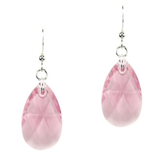Jewelry by Dawn Large Pink Crystal Pear Sterling Silver Earrings