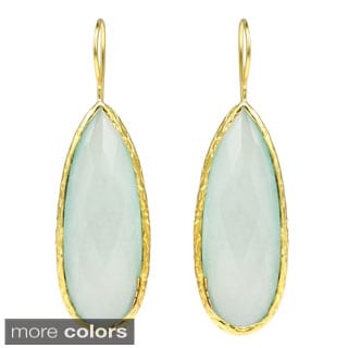 Teardrop Faceted Stone Gold over 925 Silver Drop Earrings (Thailand)