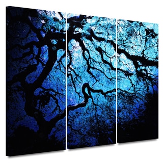 John Black 'Ice Blue Eve: Japanese Tree' Gallery-Wrapped Canvas (3-Piece Set)