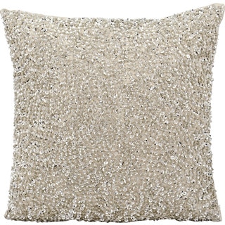 Michael Amini Sequins and Seed Beads Silver Throw Pillow (18-inch x 18-inch) by Nourison