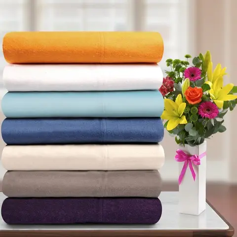 Superior Cotton Flannel Deep Pocket Solid Bed Sheet Set/ Pillowcase Set