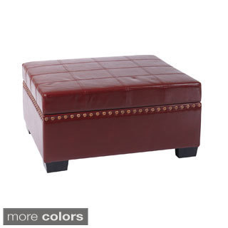 Contemporary Eco-leather Storage Ottoman with Solid Wood Legs