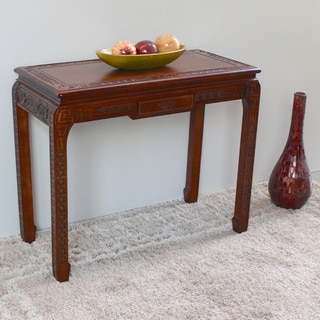 International Caravan Windsor 'Ming' Hand-carved Hardwood One-drawer Console/ Wall Table