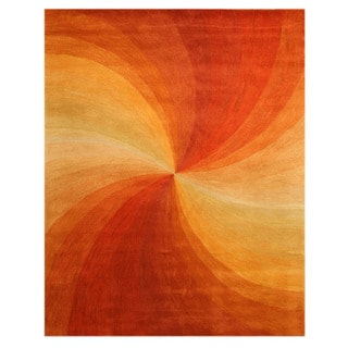 Hand-tufted Wool Orange Contemporary Abstract Swirl Rug (4' x 6')