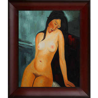 Amedeo Modigliani 'Female Nude ' Hand Painted Framed Canvas Art