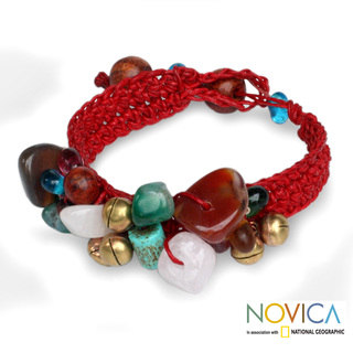 Handcrafted Multi-gemstone 'Flamboyant Feast' Bracelet Thailand)