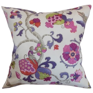 Majella Floral Purple Sage Feather and Down Filled Throw Pillow