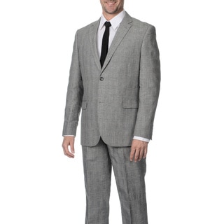 Reflections Men's Linen Blend Notch Lapel 2-button Grey Suit