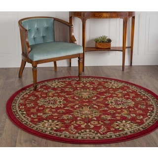 Alise Lagoon Red Transitional Area Rug (5'3 Round)