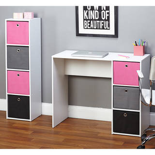 Simple Living Jolie Pink Writing Desk and Bookcase Set