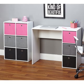 Simple Living Jolie Large Pink Writing Desk and Bookcase Set
